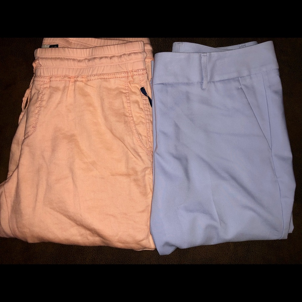 2 women’s summer slacks/pants (peach & periwinkle)